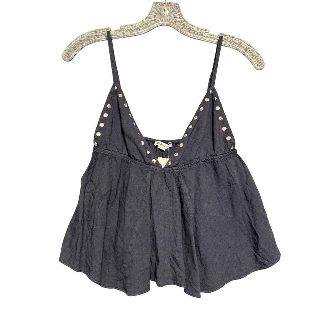 Subdued Tank Top Womens 6 Stone Blue Studded Linen Blend Babydoll Boho Edgy Y2K
